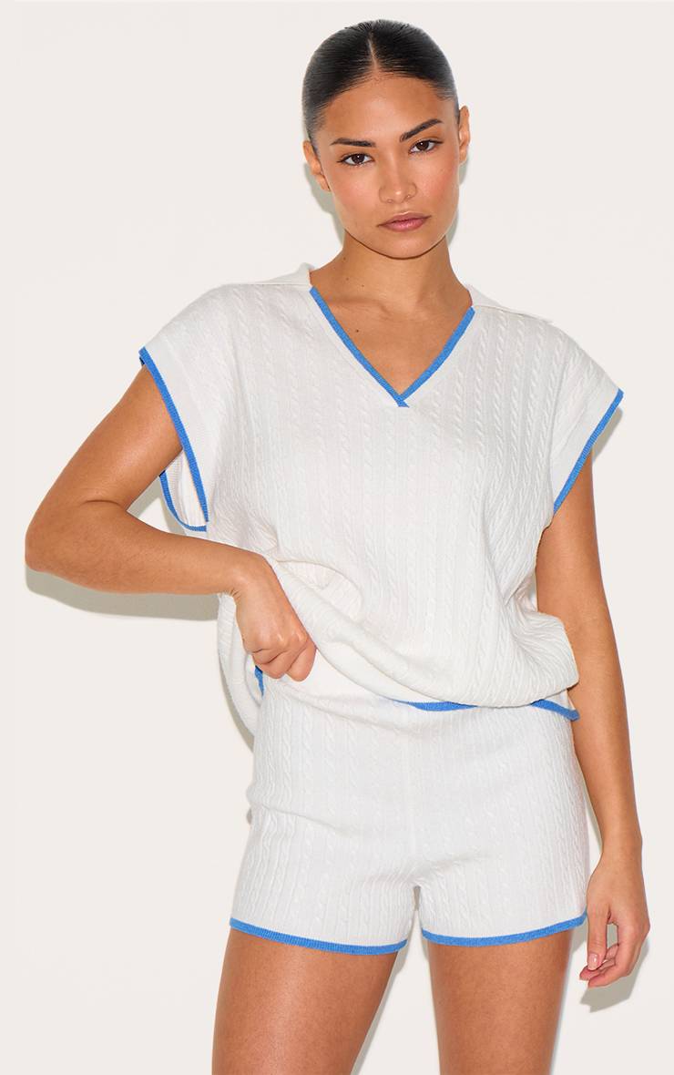 Crème Short En Maille Petite