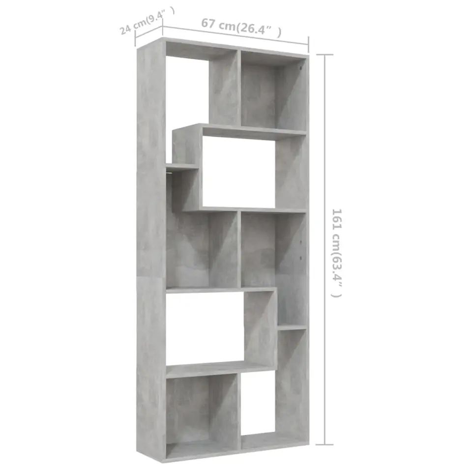 vidaXL - Boekenkast - Grijs - Bewerkt hout