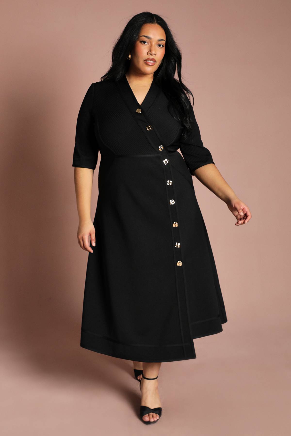 Coast Robe Midi Portefeuille Côtelée Avec Boutonnage