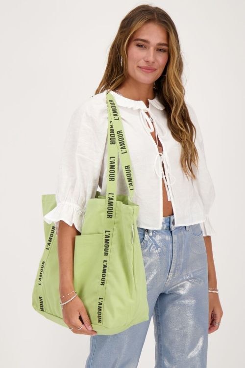 Mint groene shopper linnen l'amour