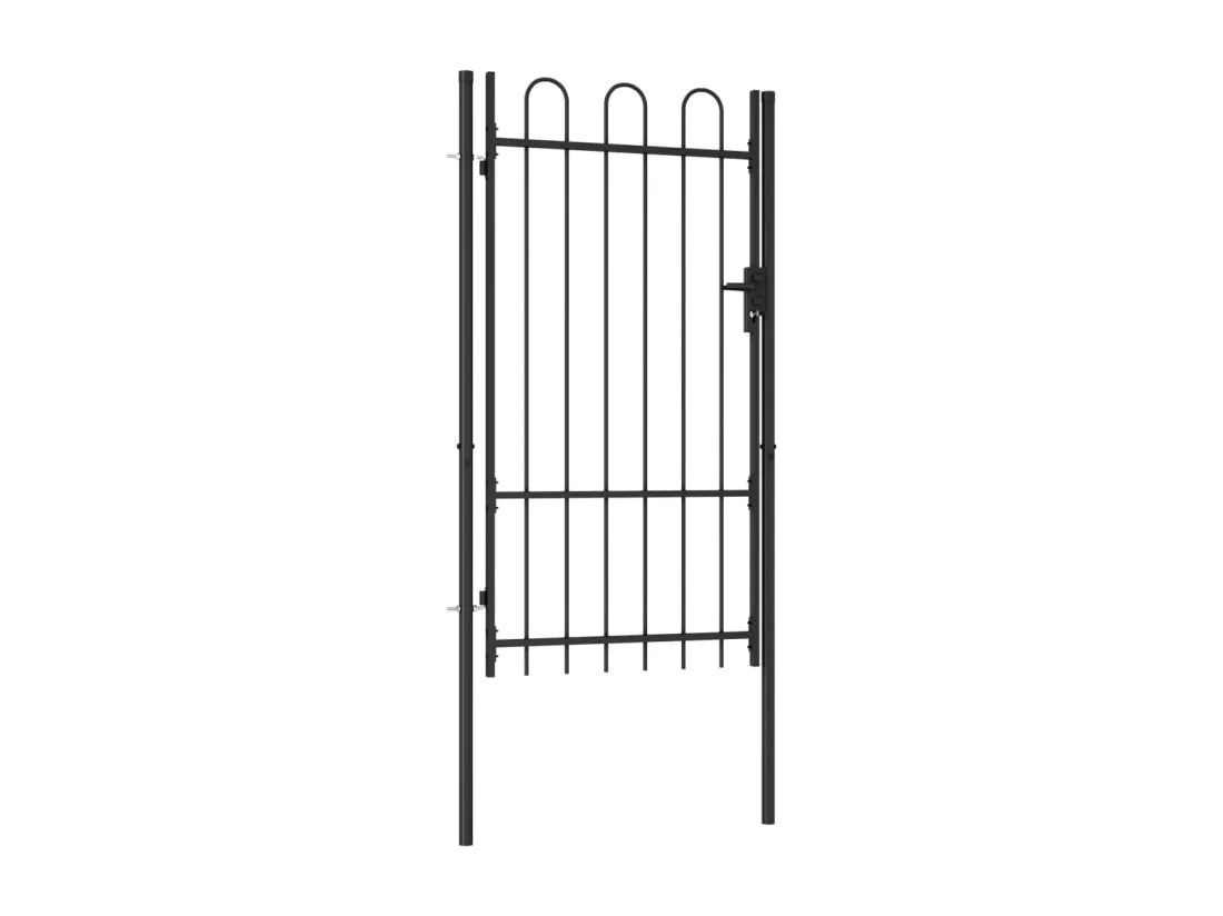 Portillon simple porte avec dessus arqué Acier 1x1,75 m Noir