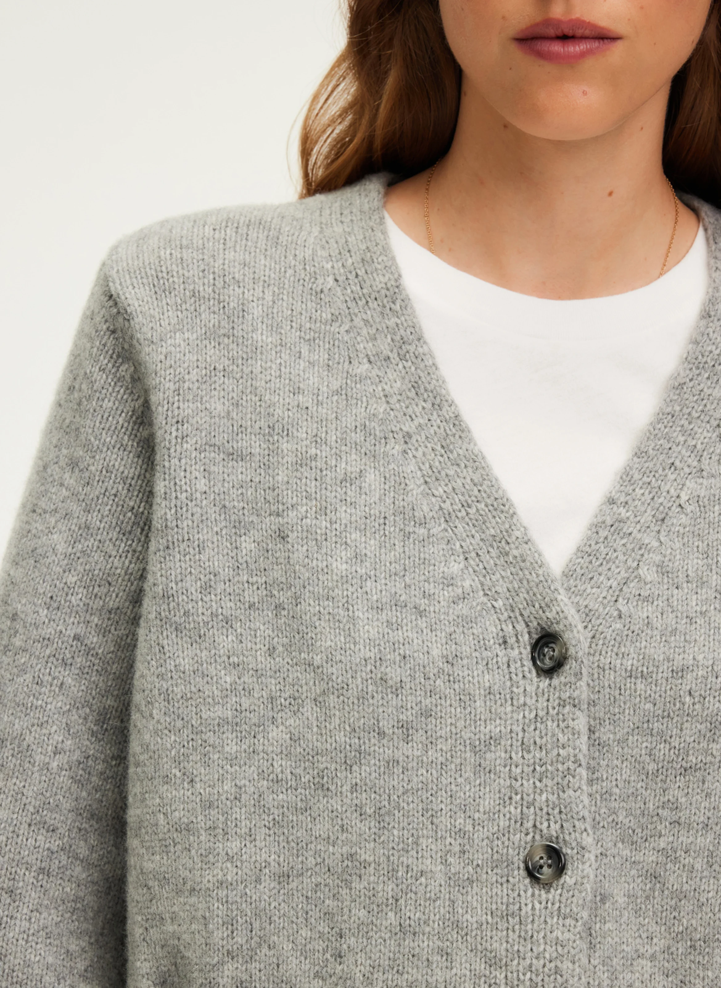 JOZIE - Gilet col V en laine mélangée | Gris