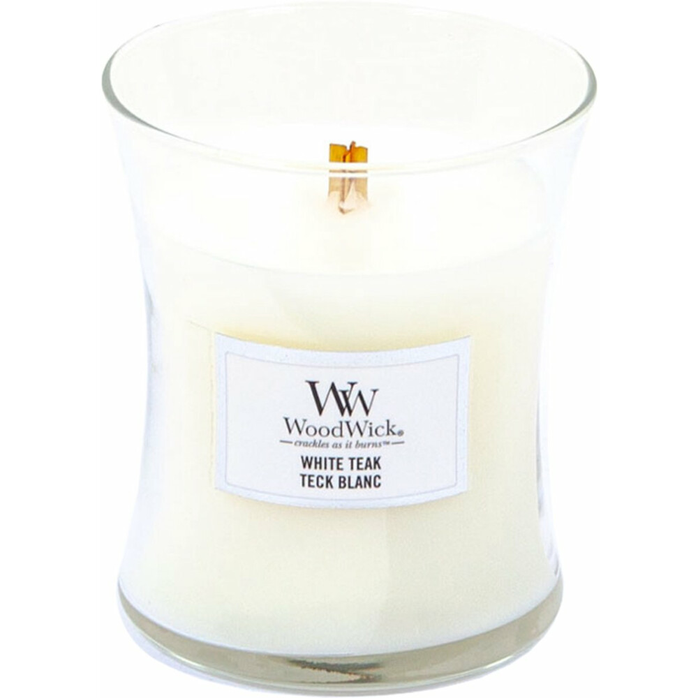 WoodWick Geurkaars Medium White Teak275 gr