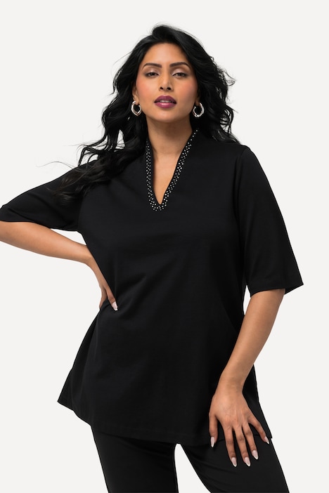 T-Shirt, Pima Cotton, A-Linie, Kelchkragen, Halbarm