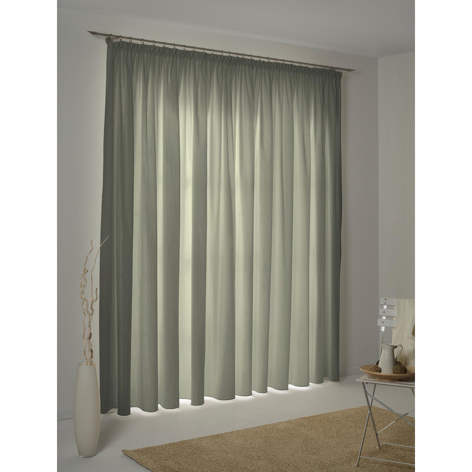 Einzelschal UNI COLLECTION - olivgrün - mit Kräuselband - 145x145 cm