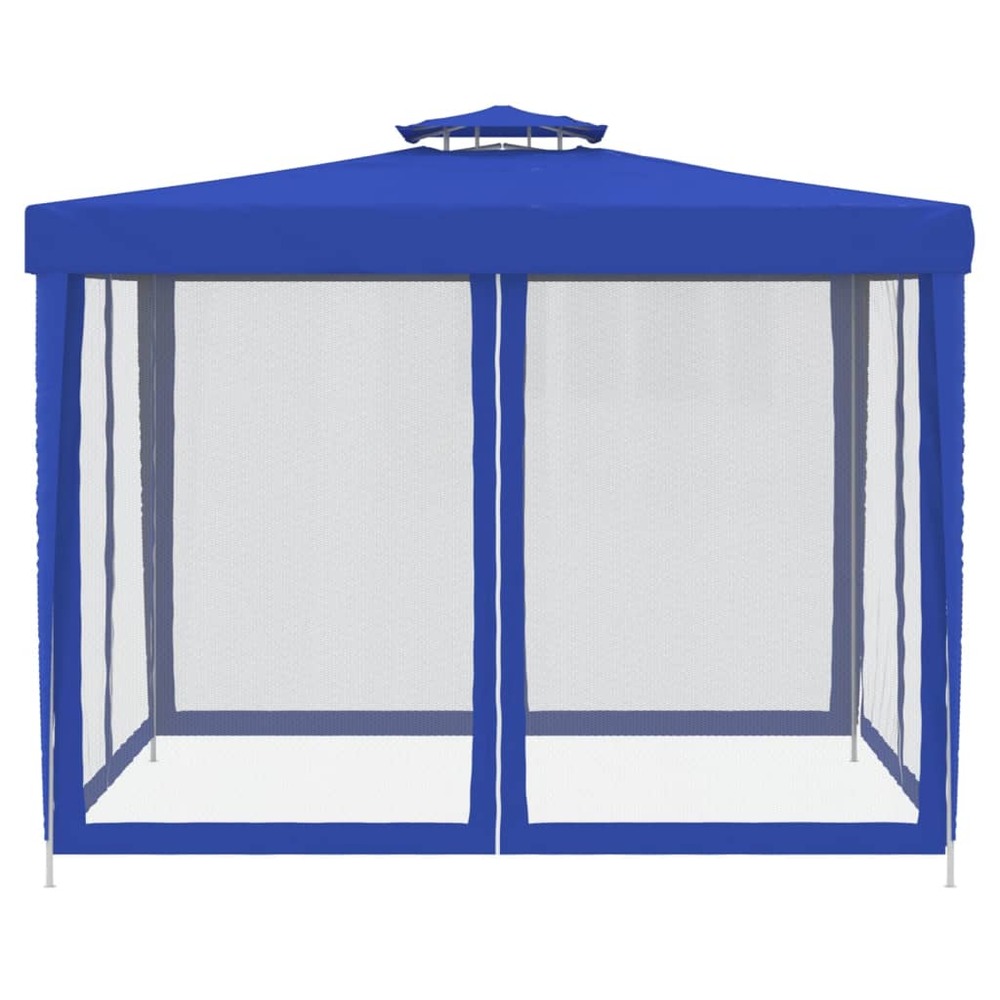 Belvédère à double toit bleu 3x3x2,68 m tissu