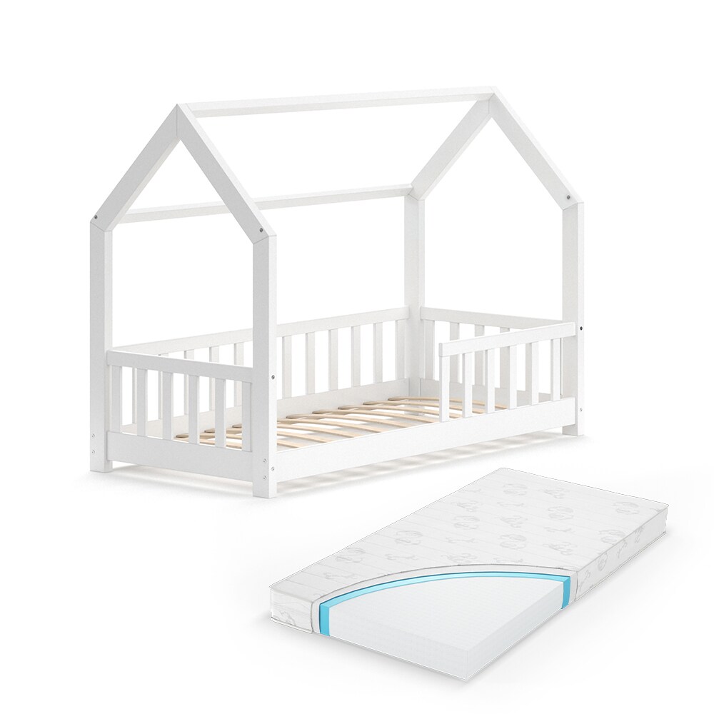 VitaliSpa Kinderbett Hausbett Spielbett Wiki 80x160cm Matratze Rausfallschutz