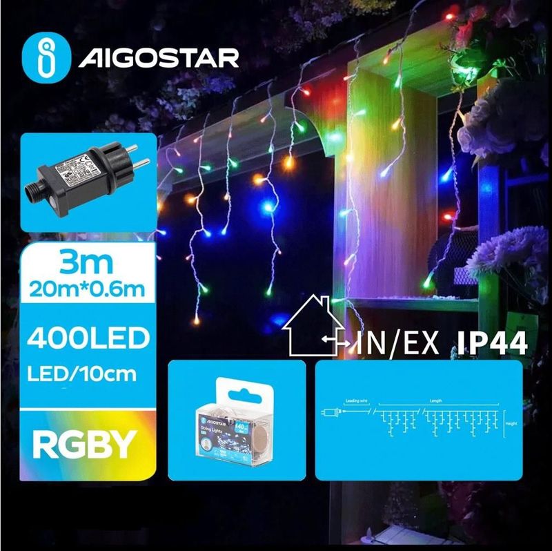 Aigostar - LED buiten kerstverlichting 400xLED/8 functies 23x0,6m IP44 meerkleurig