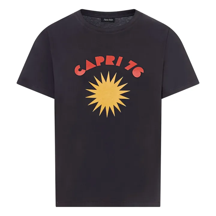 Alma Deia T-shirt Imprimé Capri 76 en Coton Bio | Noir