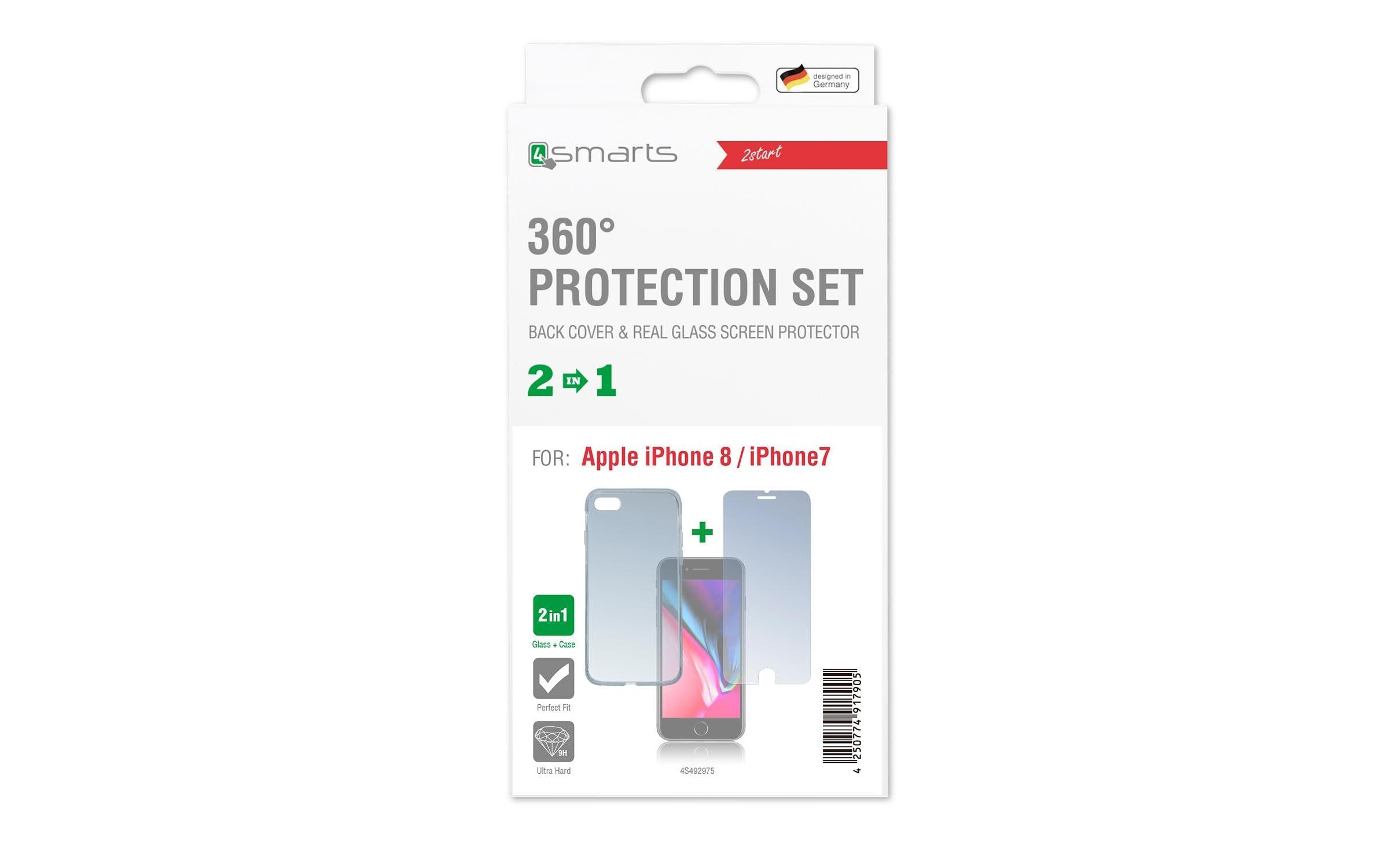 360° Protection Set iPhone 7 / 8 / SE2 / SE3Set aus Displayschutzfolie und flexibler TPU-Hülle