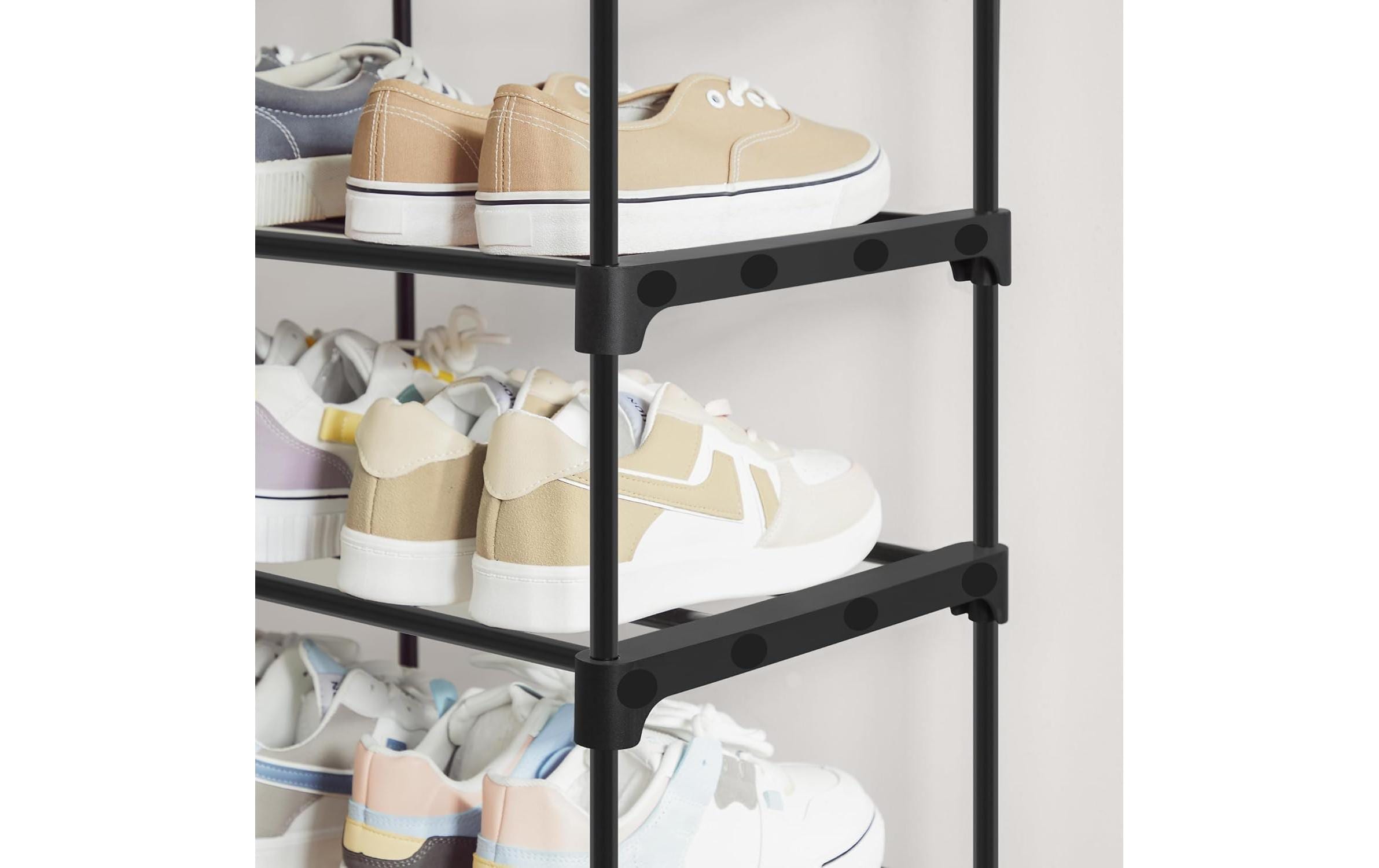 Schuhregal 92 x 194 cm, SchwarzSchuhgestell mit 10 Ablagen