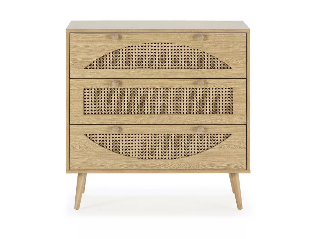 Commode Luna 3 tiroirs couleur chêne