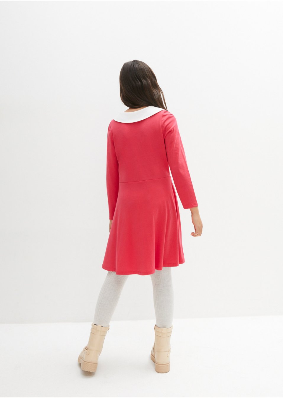 Robe en jersey manches longues filles avec col