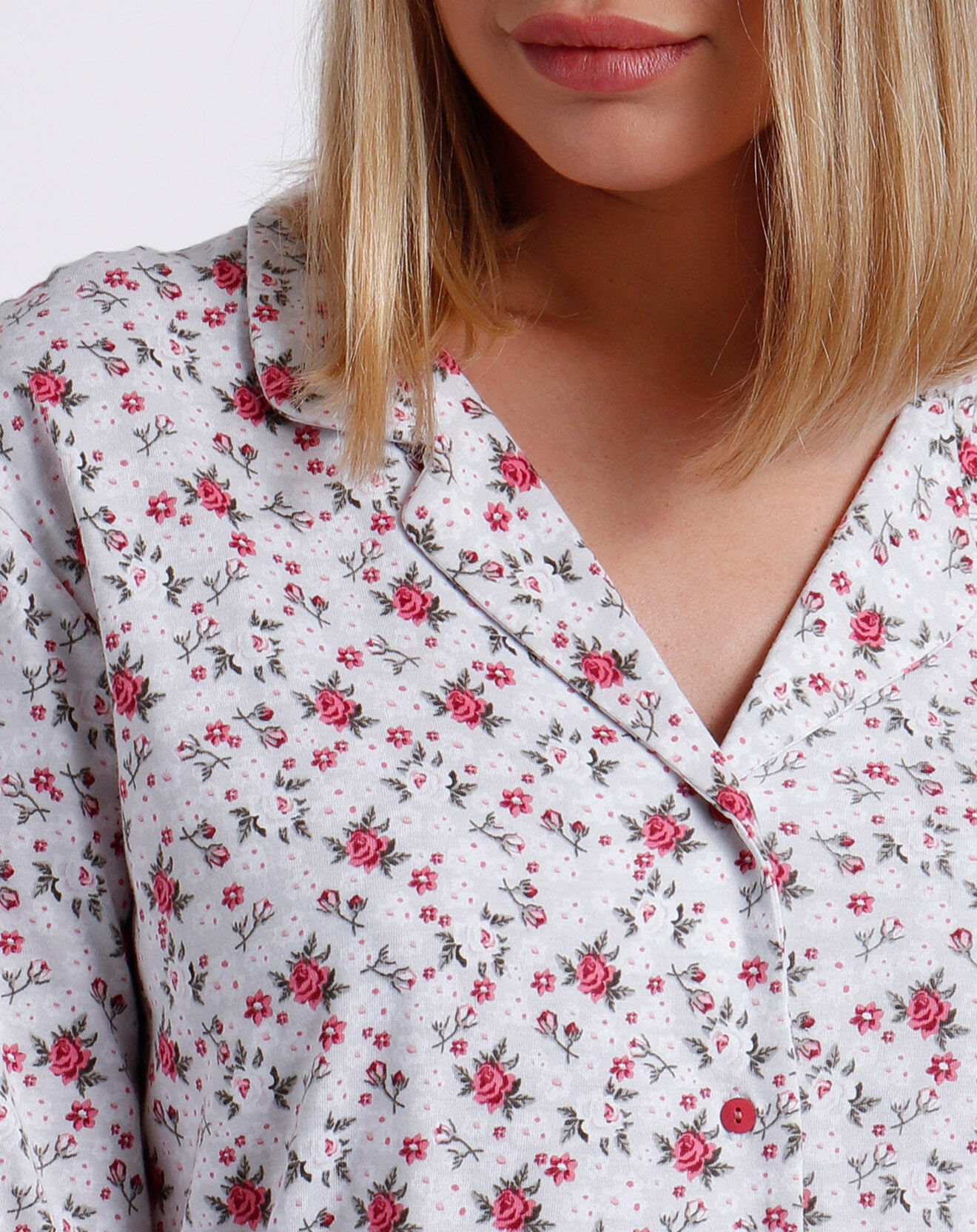 Admas Pyjama T-Shirt Manches Longues & Pantalon carmine