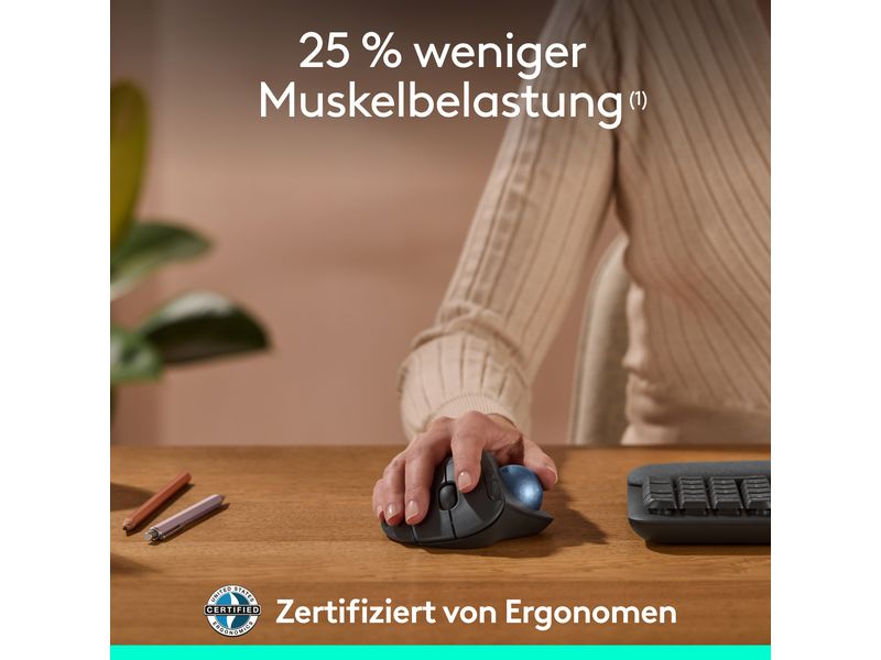 Logitech Trackball Ergo M575s Wireless Graphite Arbeiten in Ihrer Komfortzone mit dem kabellosen Ergo M575S Trackball
