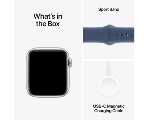 Apple Watch SE GPS 40mm Silver Aluminium Case with Denim Sport Band - S/M