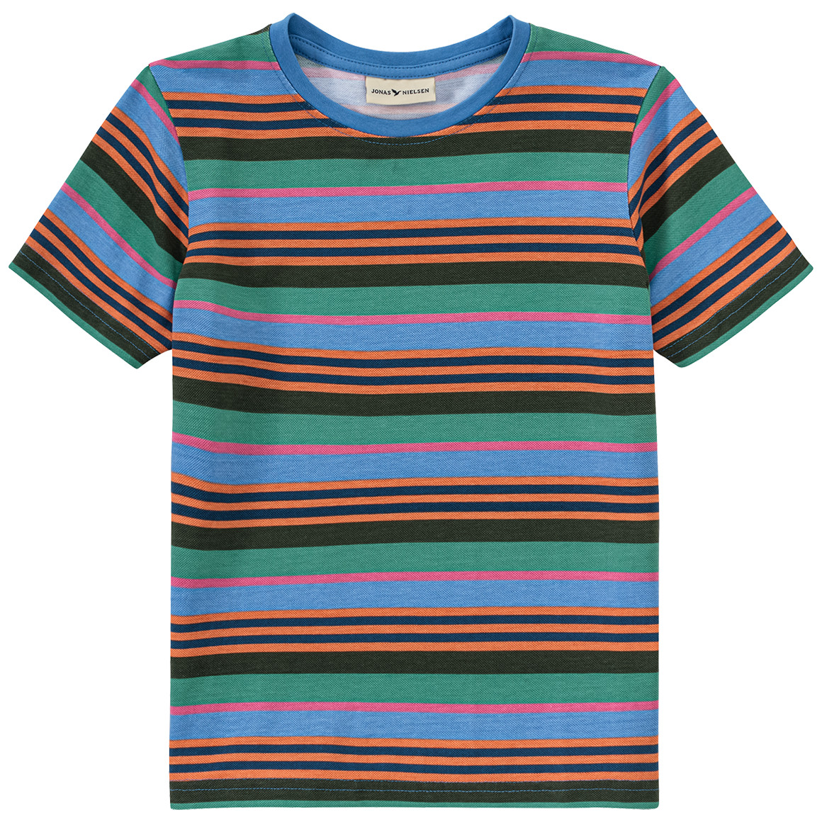 Jonas Nielsen Jungen T-Shirt mit bunten Streifen grün / hellblau / orange