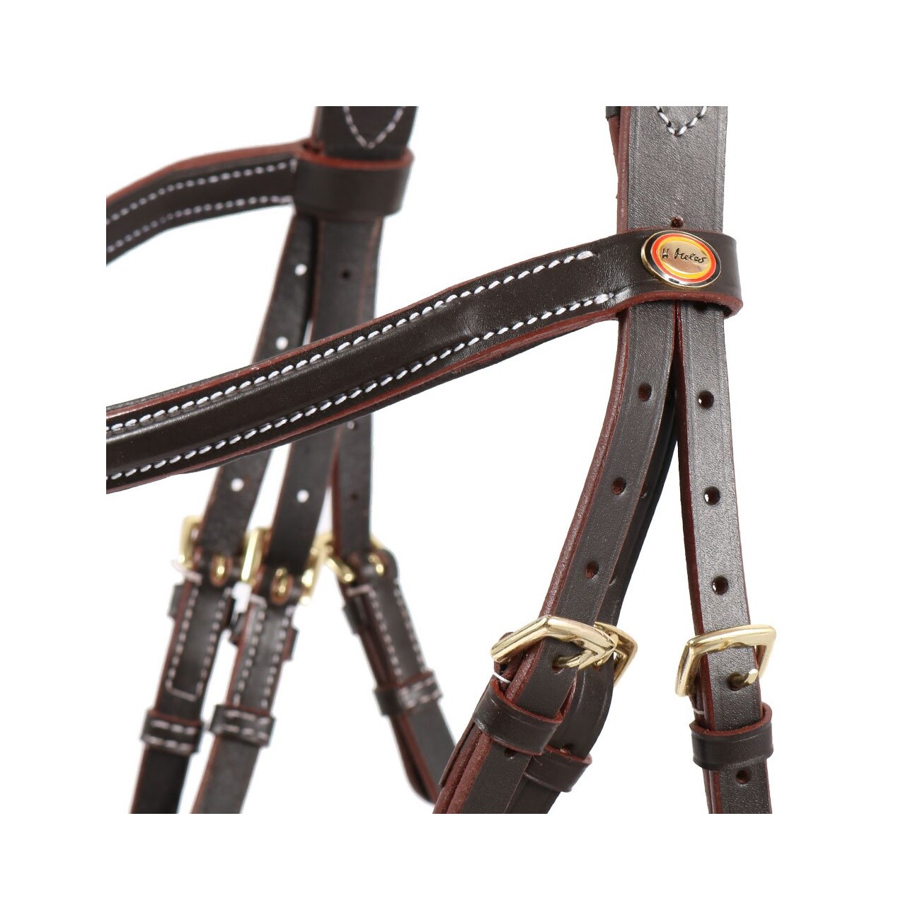 Hans Melzer Horse Equipment Hans Melzer Trense Rüspel braun/messing hannoversches Reithalfter