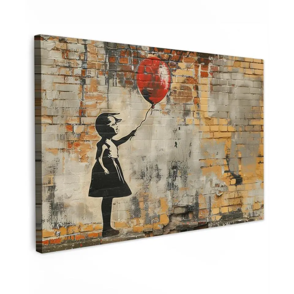 MuchoWow Canvas Schilderij 60x40cm Graffiti Banksy Meisje