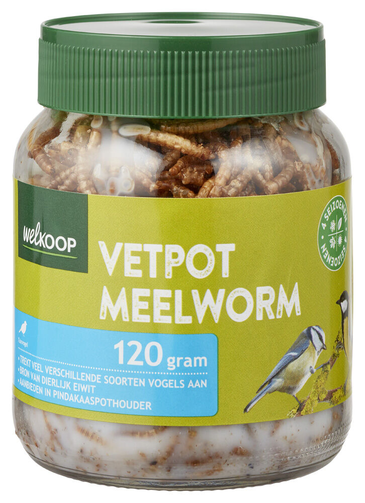 Welkoop Meelwormen Tuinvogelvoer - Vetpot - 120 Gram
