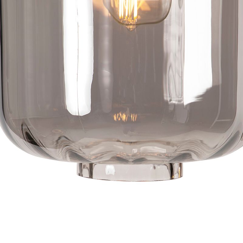Design hanglamp zwart met smoke glas 3-lichts 226 cm - Qara