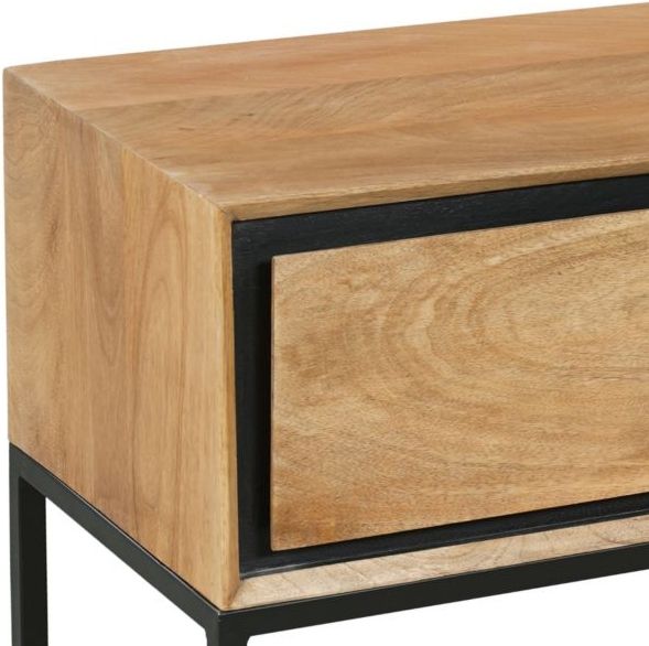 Sidetable - Bruin - Mangohout - 150 cm - Zwarte Accenten