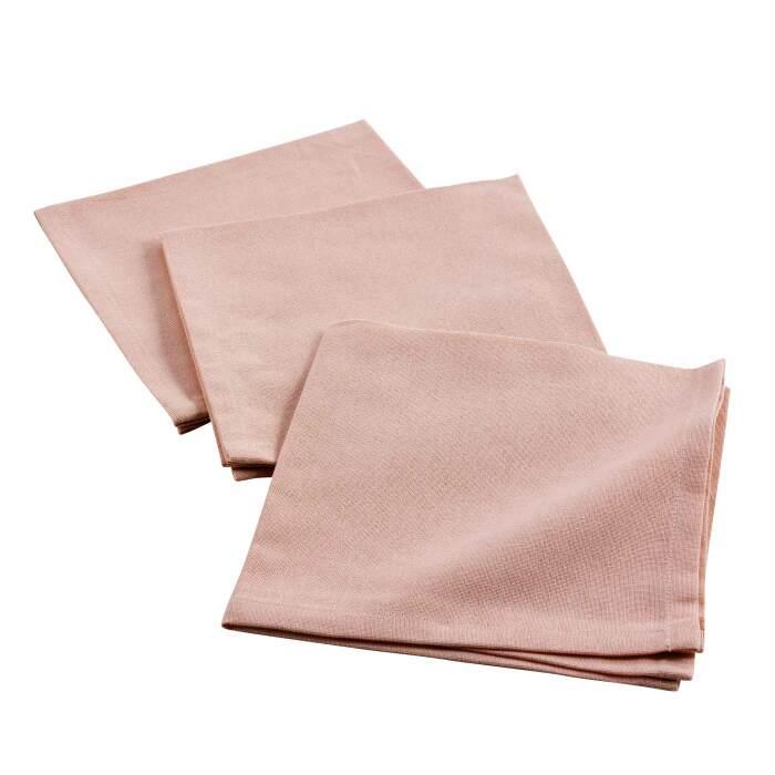 3 SERVIETTES DE TABLE 40X40 CM COTON UNI INITIA ROSE