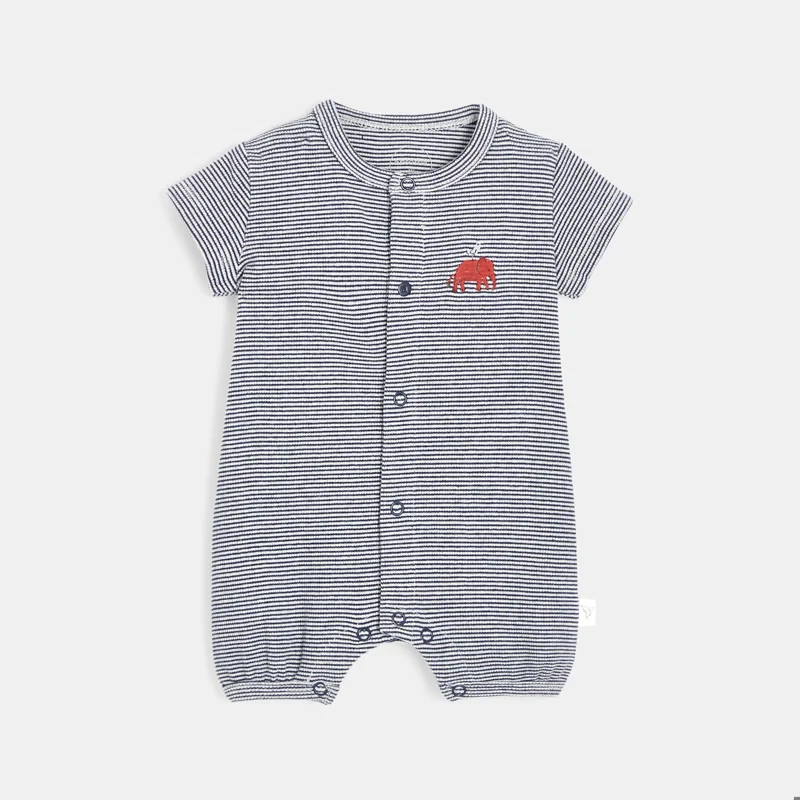 Combishort bébé en coton bio bleu Absorba Bleu