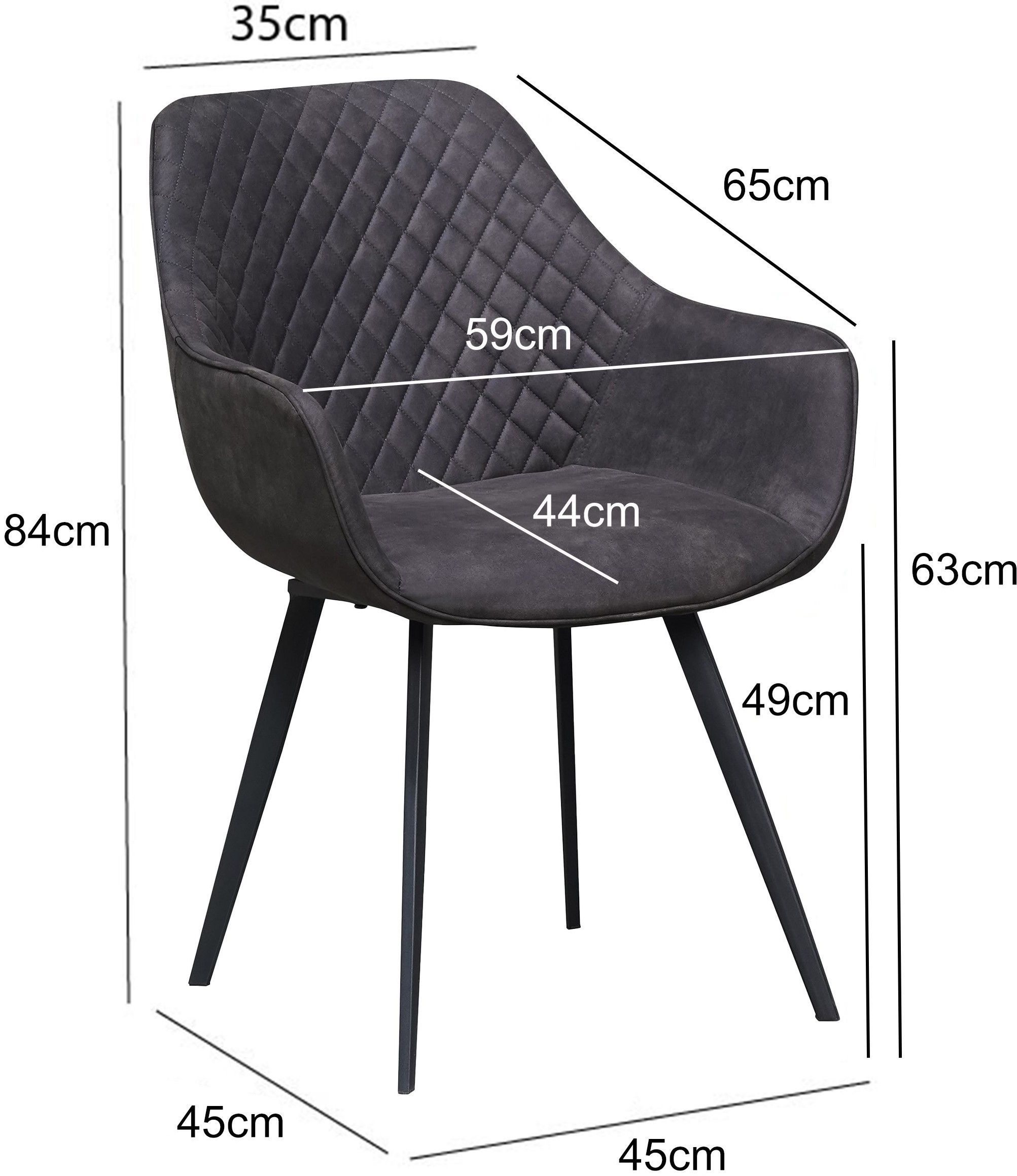 Eetkamerstoel Antraciet Luca B59 x D65 x H84 cm