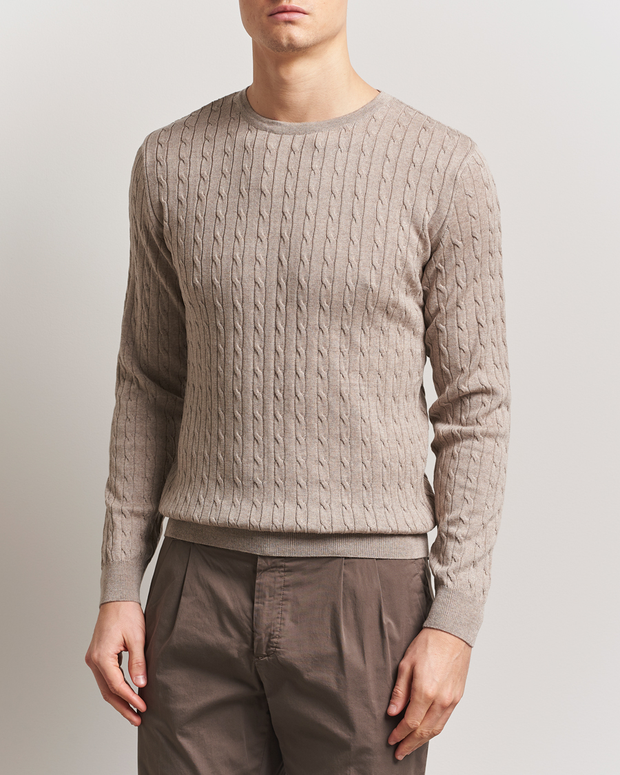 Stenströms Merino Cable Crew Neck Beige