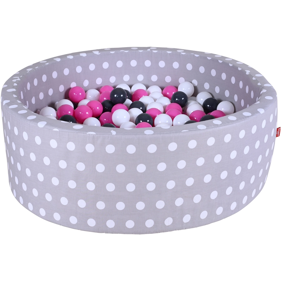 knorr toys® Bällebad soft - Grey white dots - 300 balls cremegreyrose grau