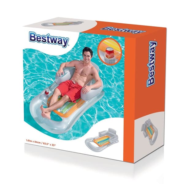 Oppblåsbar madrass, lenestol, fluktstol 161 x 84 cm Bestway 43028 sølv