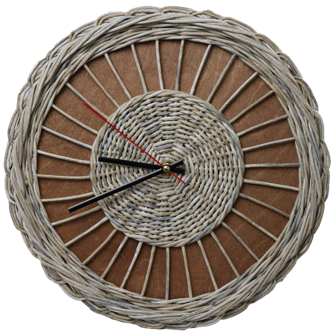 holz4home® Rattan-Wanduhr „Weave“