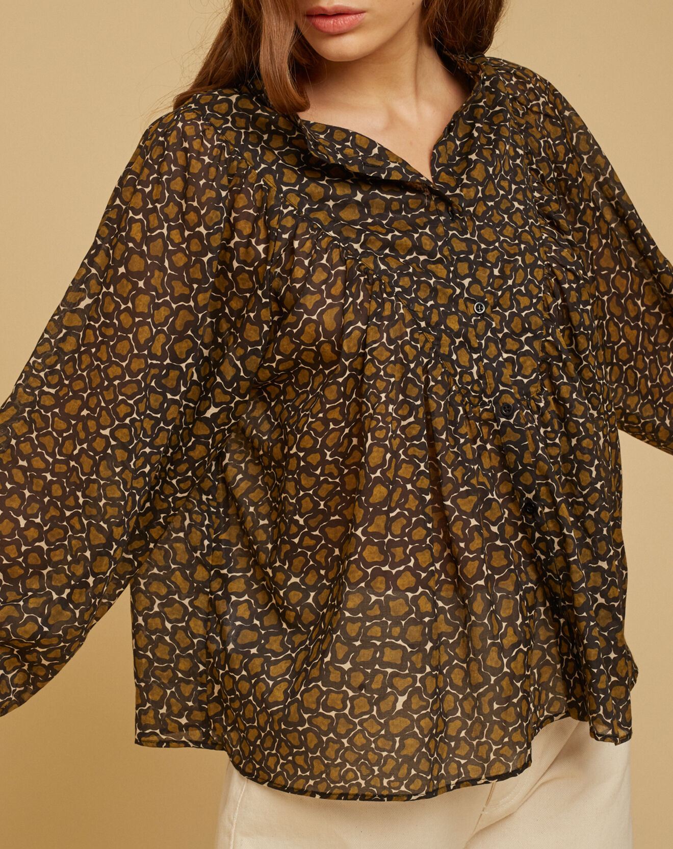 Chloé Stora Blouse ample en Voile de coton Alba imprimée noire