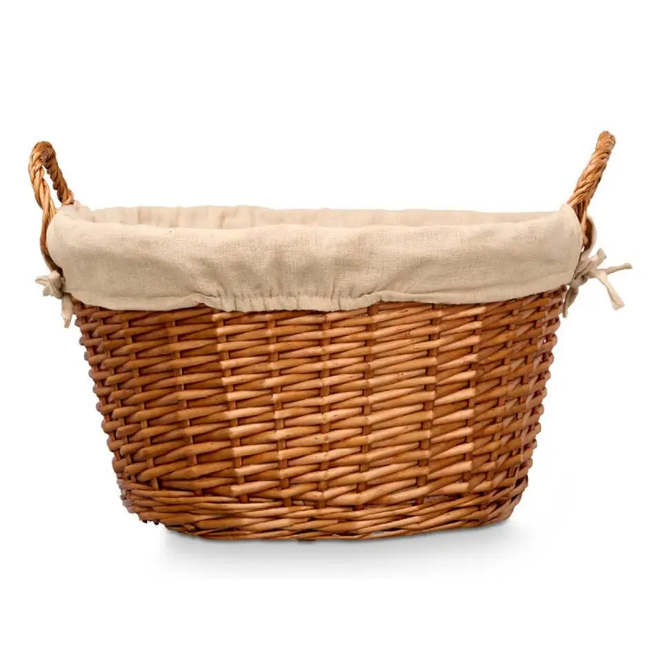 Rieten opberg mand - gevlochten riet - bruin - 51 x 45 x 28 cm