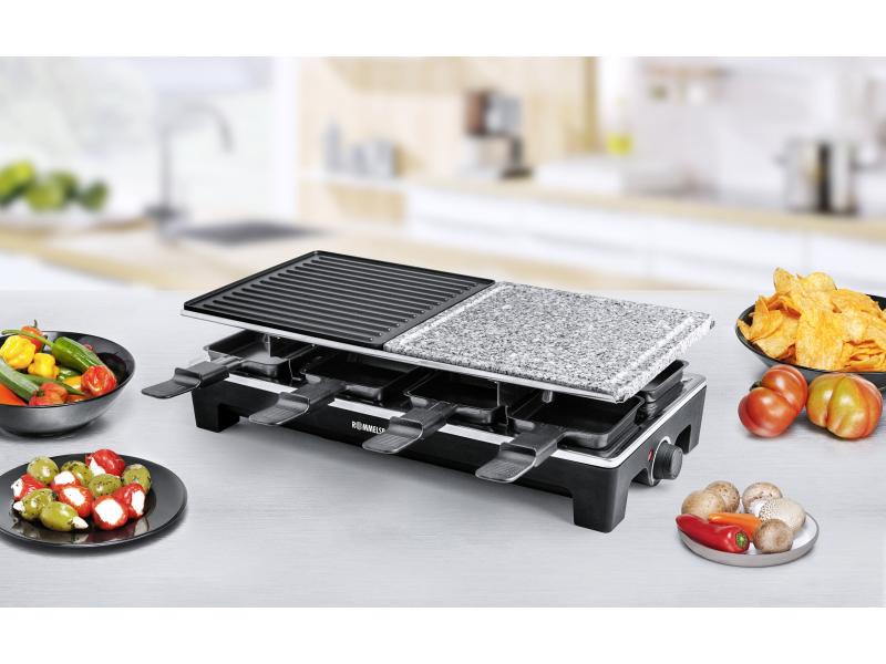 Rommelsbacher Racletteofen RCS 1350 8 Personen Raclette Grill mit zwei Wendegrillplatten