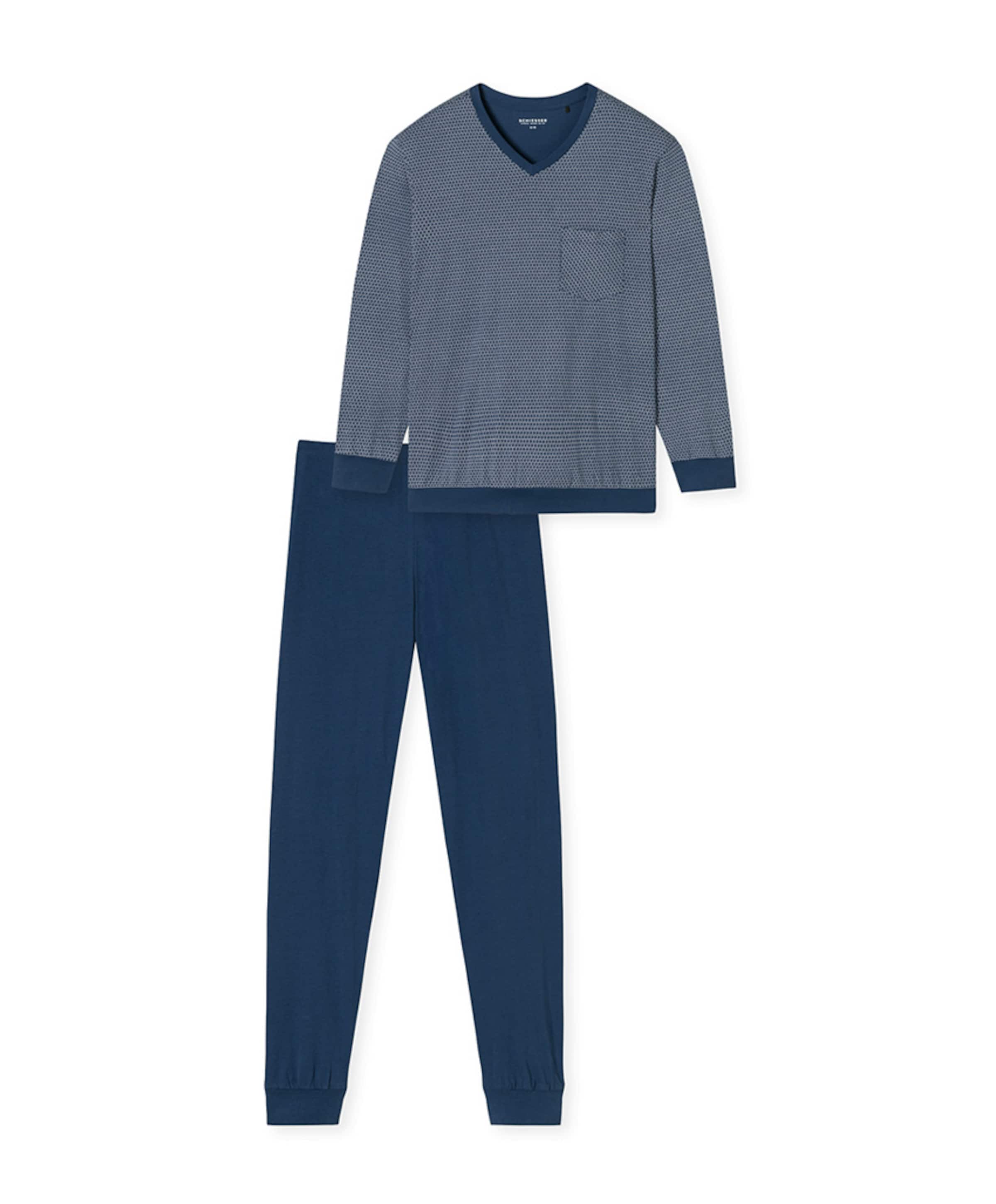 Schiesser Heren pyjamaset blauw
