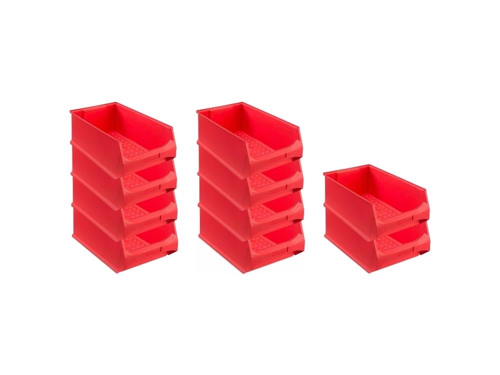 PROREGAL Value Pack 10x Rode Opbergdozen 5,0 HxBxD 20 x 30 x 50 cm 21,8 Liter Opbergdozen