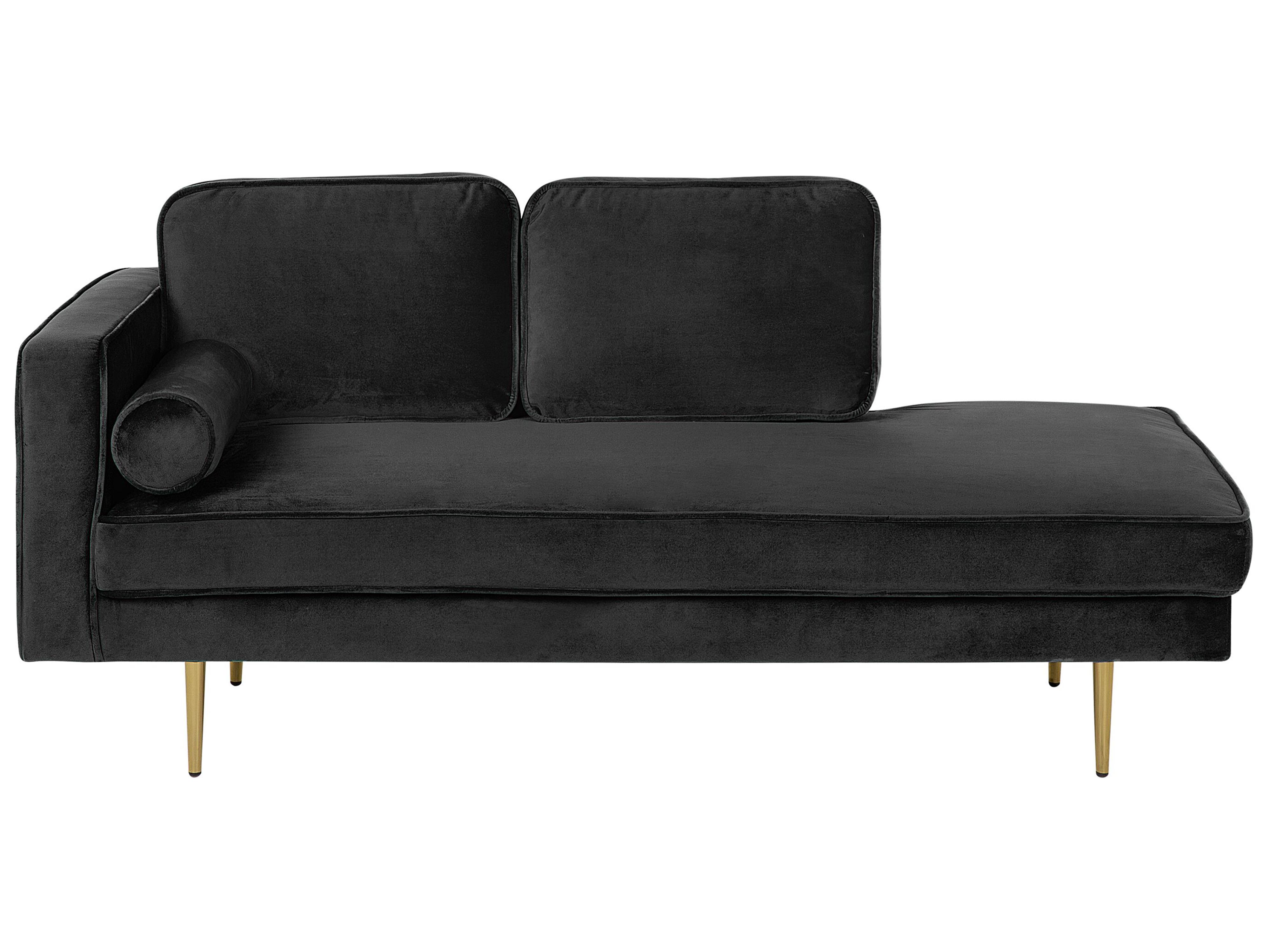 Linkszijdige chaise longue MIRAMAS Fluweel Zwart
