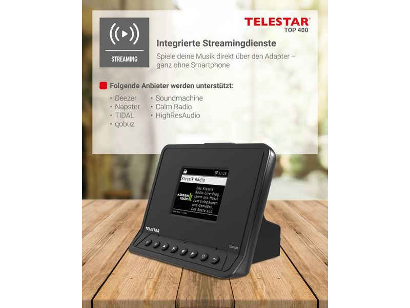 Telestar TOP 400 Schwarz HiFi-Adapter mit DAB /FM und Internetradio