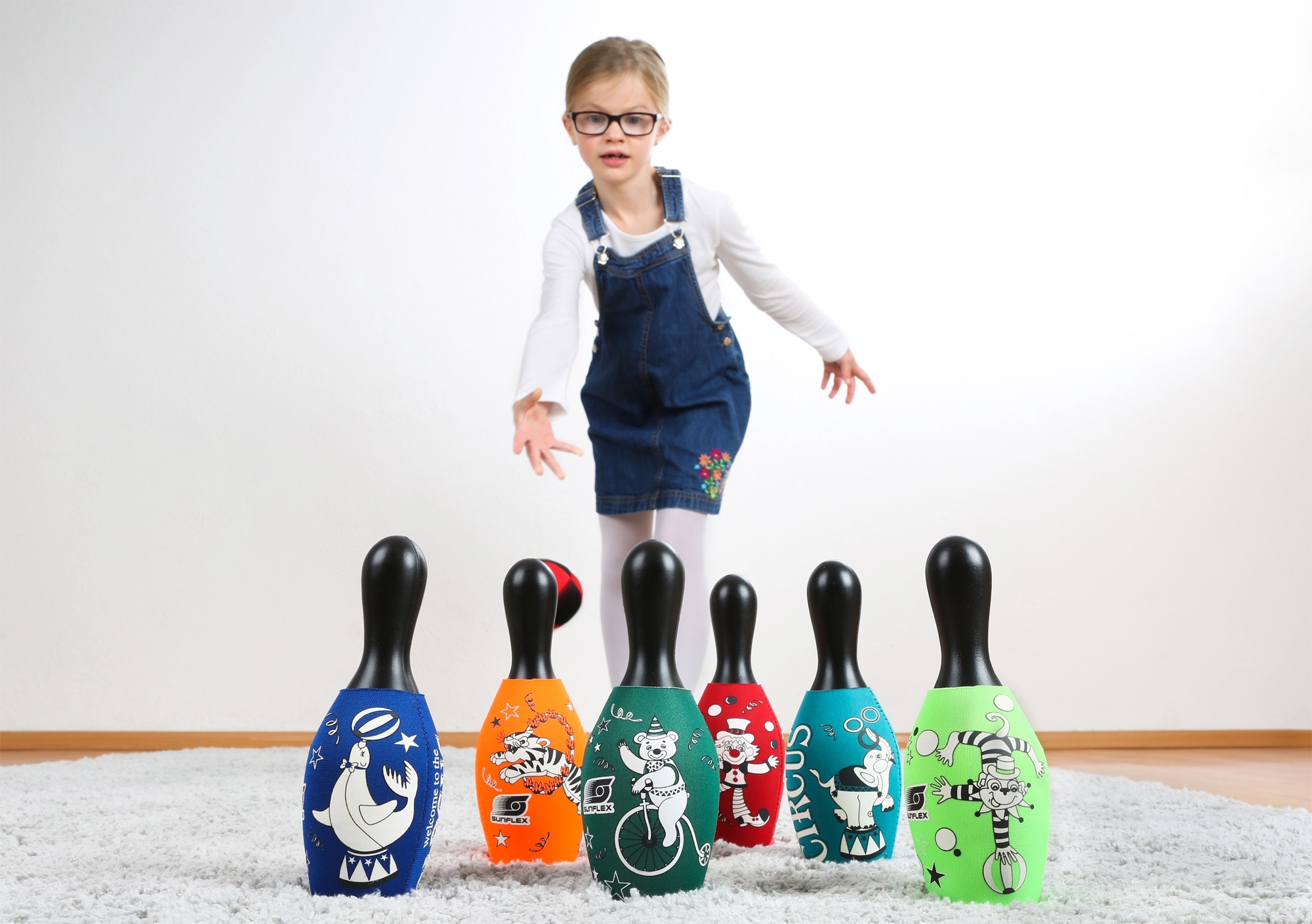 sunflex sport Zirkus Bowling Set 7-teilig mit Aufbewahrungstasche