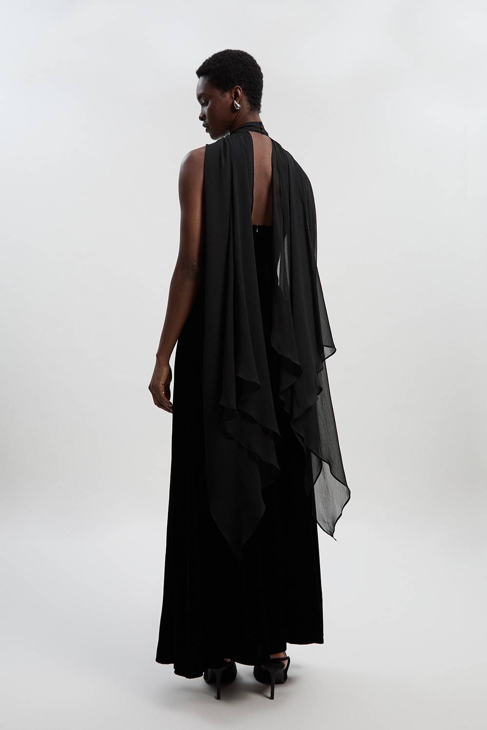 KarenMillen Robe Maxi Tissée à Devant Croisé en Velours Petite Taille