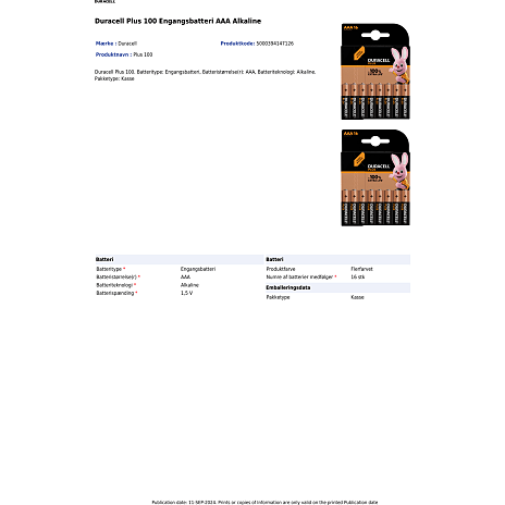 Duracell Plus AAA batterier 16-pak