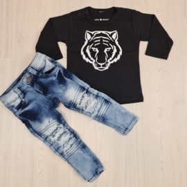 Distressed Blue & Grey biker jeans - verzenddatum 27 feb