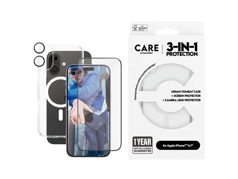 CARE by PanzerGlass - 3-in-1 Bundle - iPhone 16 Plus