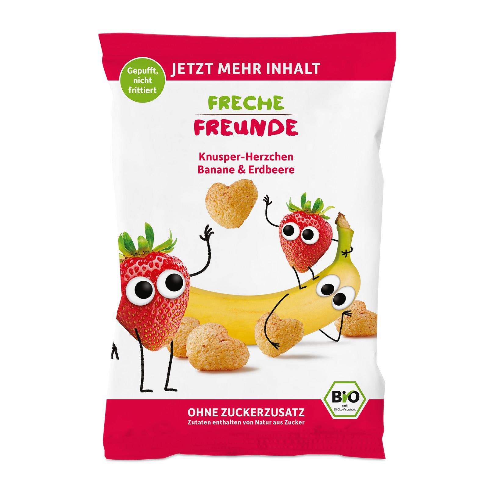 Freche Freunde Knusper-Herzchen Banane & Erdbeere
