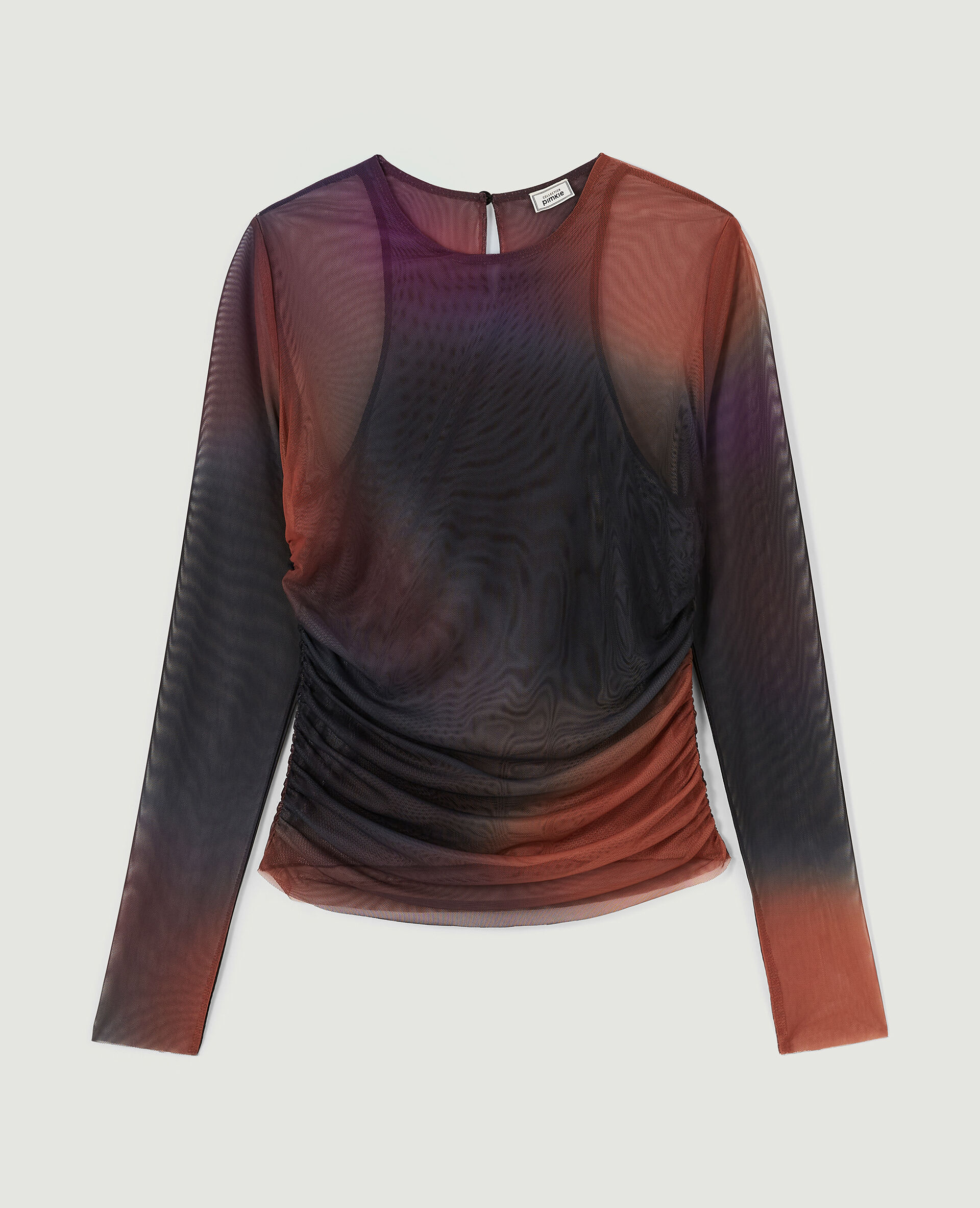 Top manches longues en tulle - Gris foncé