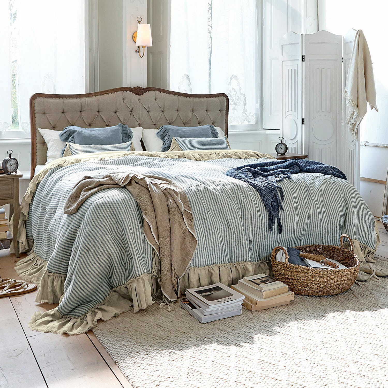Bett Declaire leinen/braun