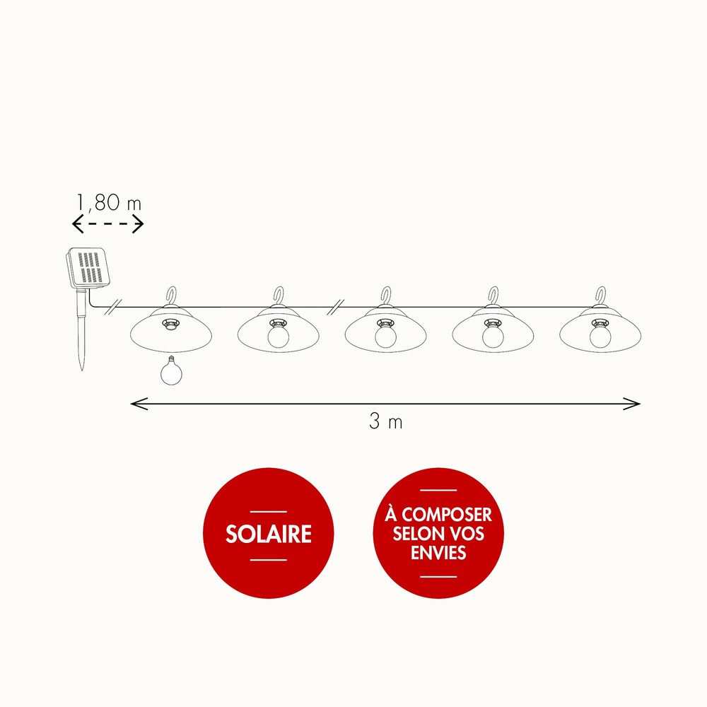 Lot de 8 abats jours aruba pour guirlande solaire - chromex