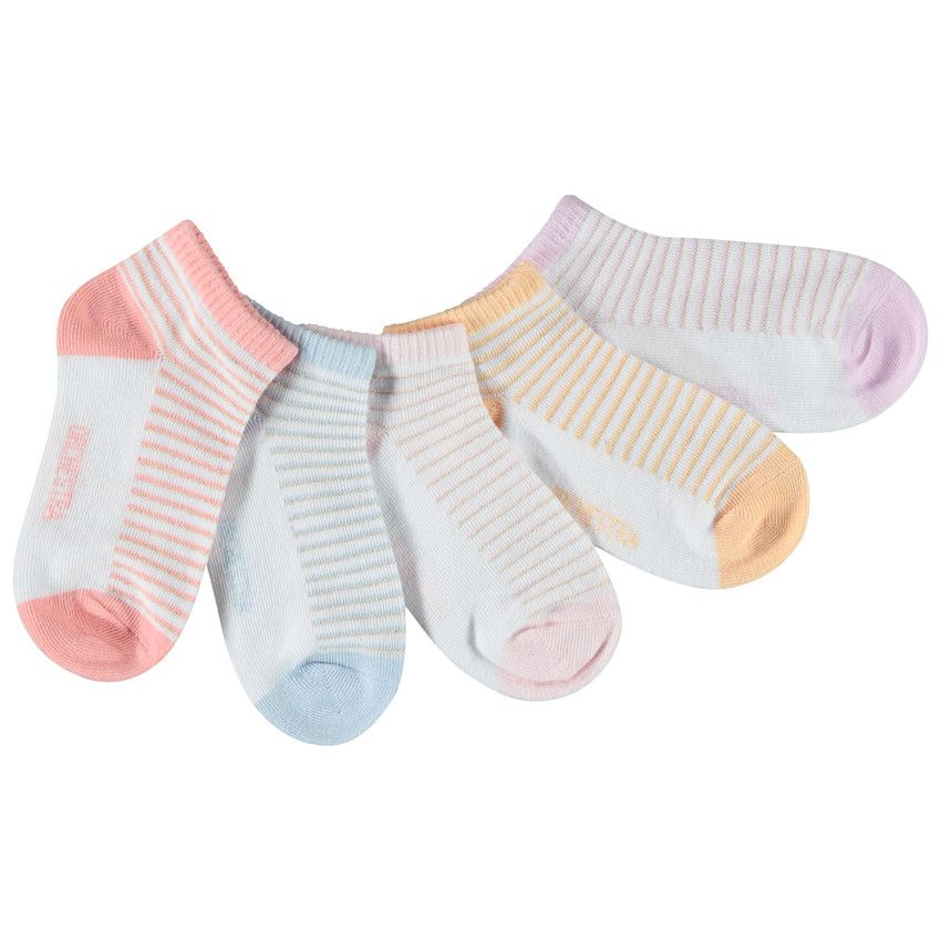 Lot de 5 paires de chaussettes courtes multicolores pour fille - Blanc